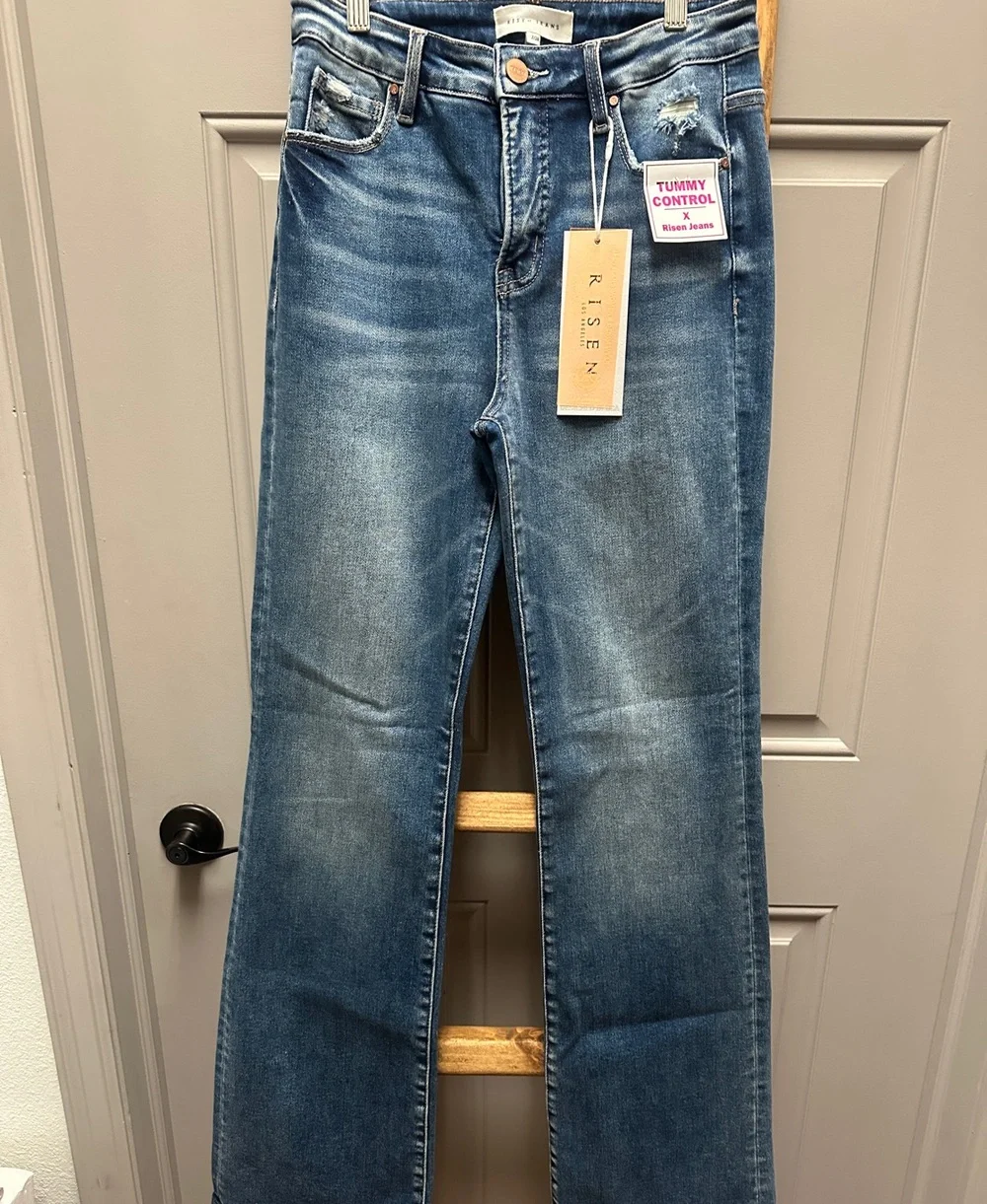 Risen Women's Blue Flare Jeans with Tummy Control